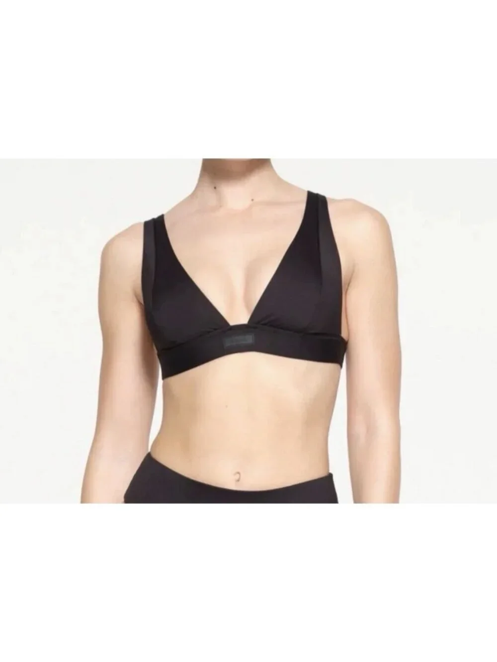 Skims Recycled Swim Plunge Bikini Top Onyx Women’s Sz XL Black
